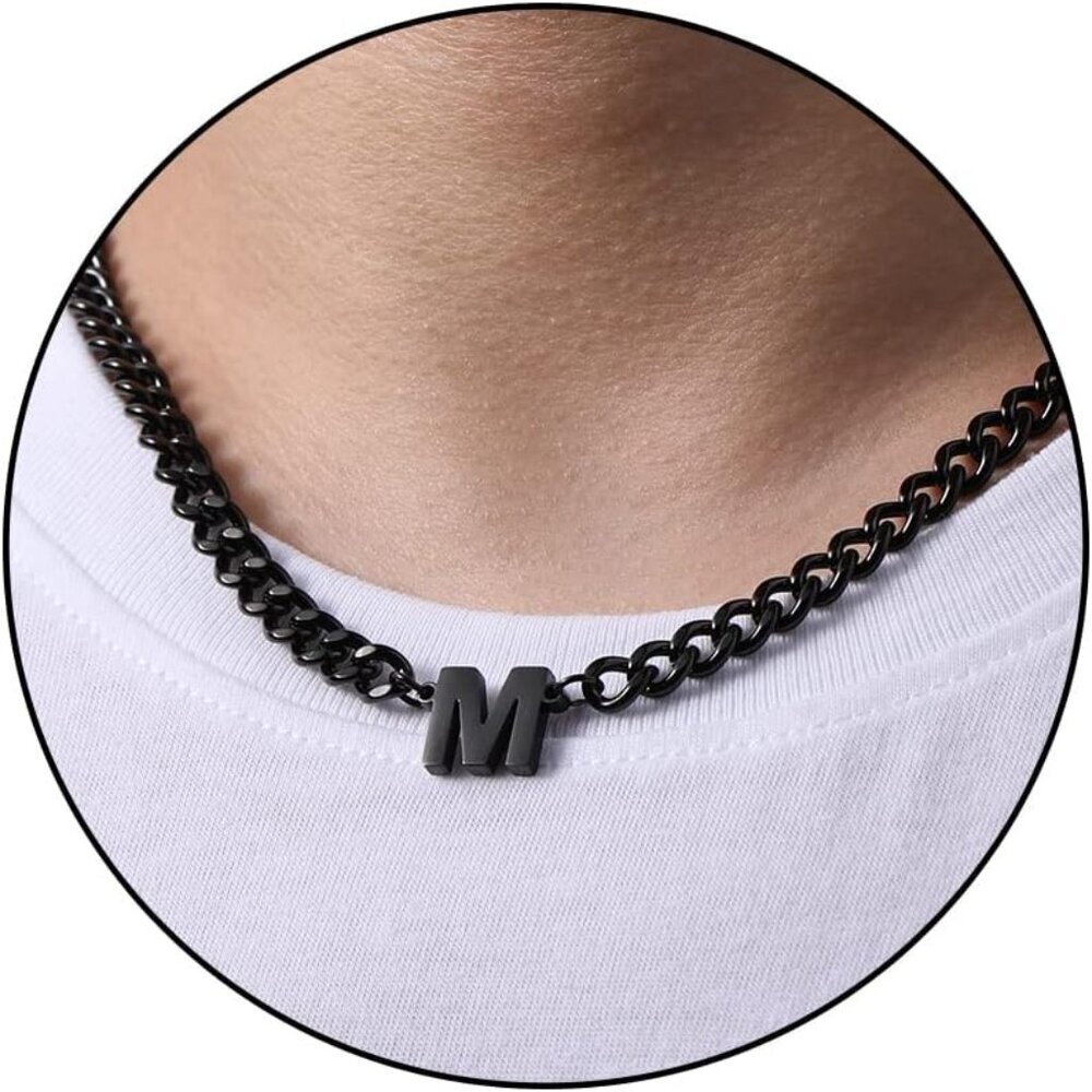 Graduation Gifts-Initial A-Z Cuban Link Chain Necklace for Men Boys Women Letter